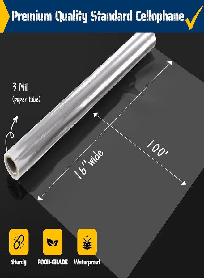 Vanhench Clear Cellophane Wrap, 16" x 100' 3Mil Thick Cellophane Wrap Roll for Gift Basket Treats Goodie Bouquet Flower Wrapping, Clear Plastic Wrap for Valentines Birthday Gifts, Easter Gift Wrapping for Eggs - Image 2